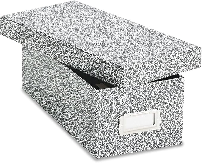 Oxford 40588 Reinforced Board Card File, Lift-Off Cover, Holds 1,200 3 x 5 Cards, Black/White