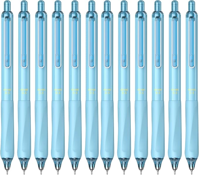 ParKoo Gel Pens, 12 Pcs 0.5mm Retractable Quick Dry Blue Ink Pens | Click Silent, Comfort Grip, Fine Point Smooth Writing Pens for Teachers, Nurses, Cute Stationery Office School Supplies
