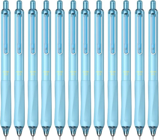 ParKoo Gel Pens, 12 Pcs 0.5mm Retractable Quick Dry Blue Ink Pens | Click Silent, Comfort Grip, Fine Point Smooth Writing Pens for Teachers, Nurses, Cute Stationery Office School Supplies