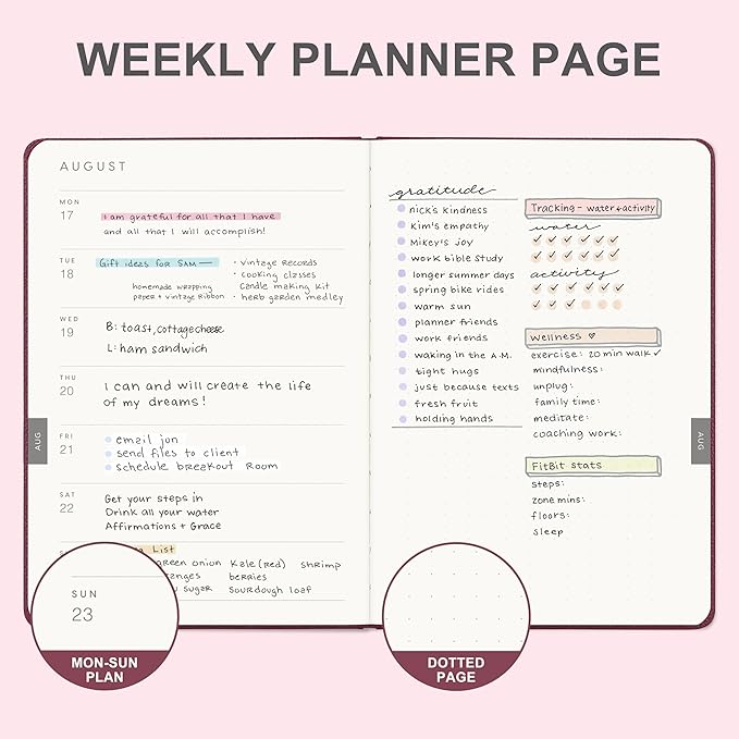 And Per Se 2026 Planner, 15 Months Hardcover Daily, Weekly & Monthly Planner, A5 size, 100GSM Thick Paper, Back Pocket, 5.7" x 8"(Dark Red)