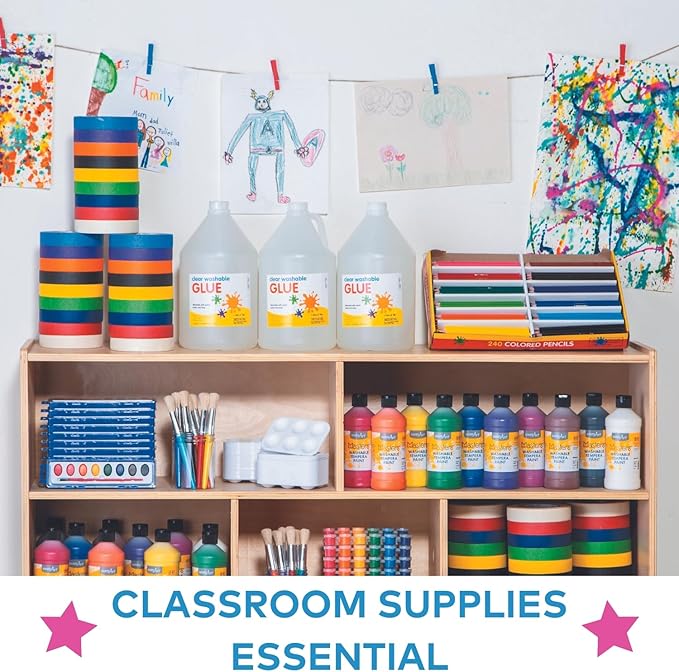 Fun Express Clear Glue Gallon for Crafts & Slime Making - Premium PVA School Glue Bulk Supply | Washable Liquid Craft for Kids Art Projects, Classroom Activities & DIY Slime Supplies