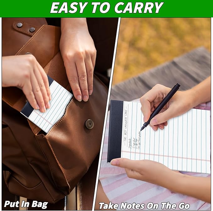 48 Pack Legal Pads Bulk,5 x 8 Inch White Notepad, Note Pads College Ruled Perforated Memo Pad for Work Study Daily Note Taking List, Lined Writing Pads Memo Refills Notepads for Office Home School