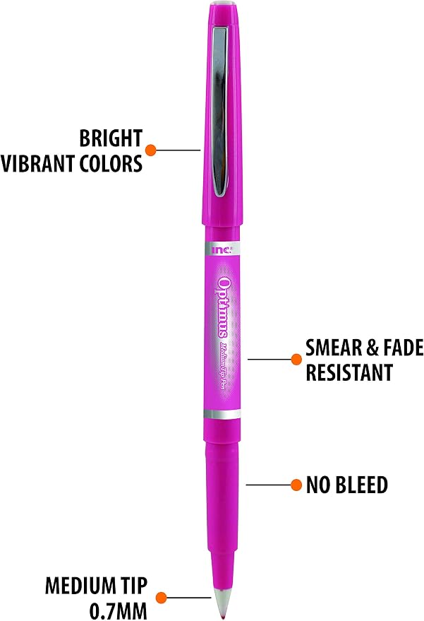 OPTIMUS 24-Color 0.7mm Felt Tip Pens - No Bleed, For Writing, Drawing, Journaling