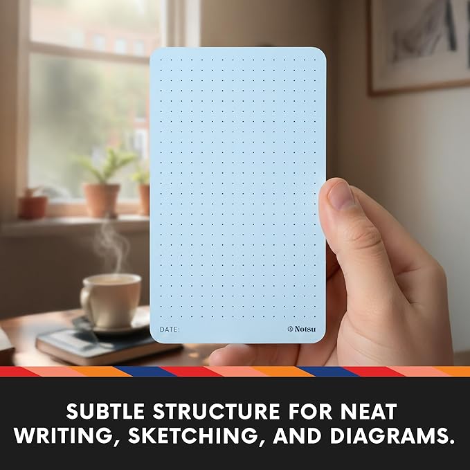 Notsu Dotted Colored Note Cards 3x5 inch, 40 ct | Blue Bullet Dot Grid Vertical Color Index Cards with Rounded Corners, Premium Thick Paper 350 gsm
