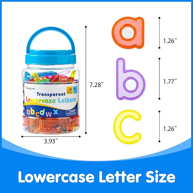 78 Pcs Translucent Lowercase Letters - Learning Toy for Light Table Accessories and Manipulatives