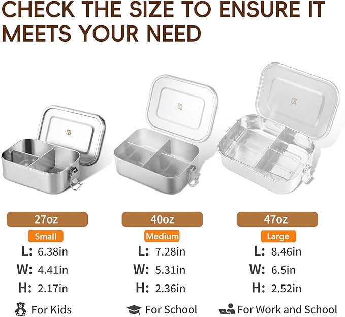 GOLDEN KEY 27oz Stainless Steel Bento Box Kids,800ml Lunch Box with Leakproof Condiment Container,3 Compartment Snack Containers for for On the Go Meal,Freezer & Dishwasher Safe (Blue)