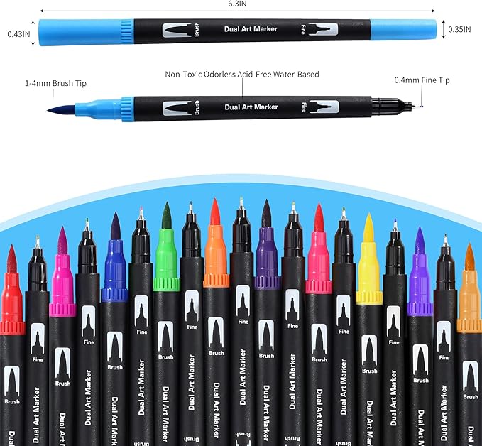 Upanic Brush Markers for Adults Coloring,36 Colors Art Markers Colored Pens for Bullet Journaling Note Taking Drawing Calligraphy Lettering,Art Office Supplies