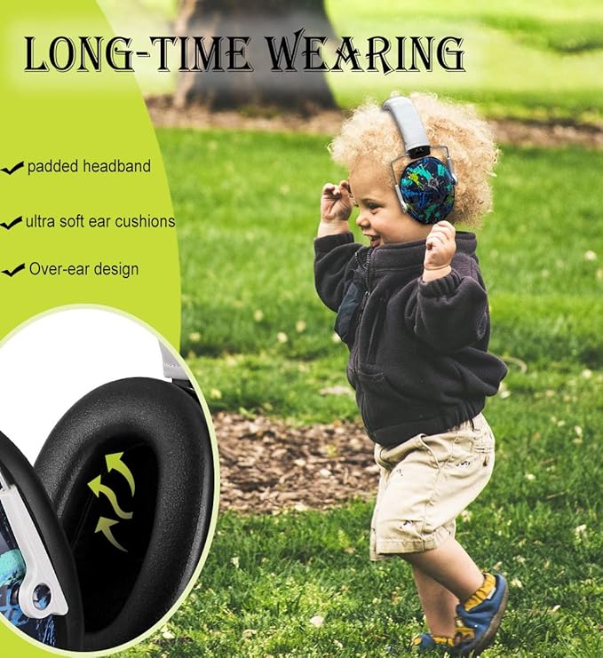 PROHEAR 032 Kids Ear Protection Safety Ear Muffs, NRR 25dB Noise Reduction Childrens Earmuffs, Adjustable Headband Hearing Protectors for Sports Events, Concerts, Racing, Airports - Graffiti Pattern