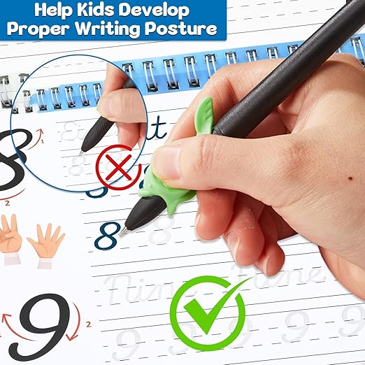 gisgfim 4 Pack Grooved Cursive Handwriting Workbook Kit Magic Reusable Grooved Handwriting Practice with Disappearing Ink Pens Cursive Workbook for Kids Number Poems Jokes & Riddles Inspiring Quotes
