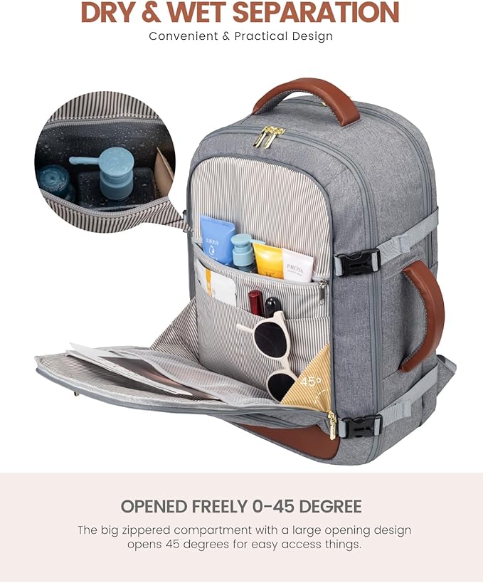 LOVEVOOK Carry On Travel Backpack For Women Flight Approved, 40L Large Personal Item Backpack Travel Bag for Airplanes, Business 17 Inch Laptop Backpack, Weekender Overnight Daypack, With 2 Cubes