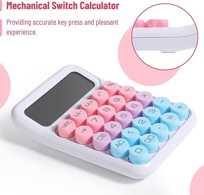 Mr. Pen- Mechanical Switch Calculator, 12 Digit Large LCD Display, Colorful with Big Buttons, Mechanical Switch Calculator for Home, School, Office