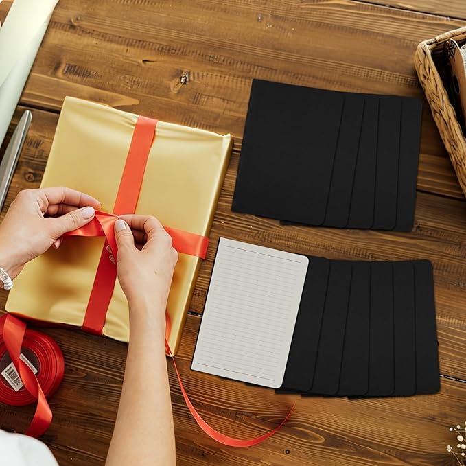 ZCZN 180 Pack Kraft Pocket Notebooks Bulk, 3.5 X 5.5 Inches Lined Paper Journaling Notebooks, 30 Sheets/60 Pages, Mini Journal Notebooks for Work, Writing, Traveler Memo Notepad(Black Cover)