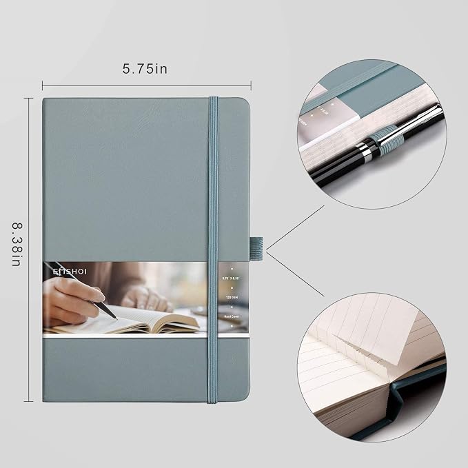 EMSHOI Lined Journal Notebook, 256 Numbered Pages, A5 Size (5.7'' x 8.3'')
