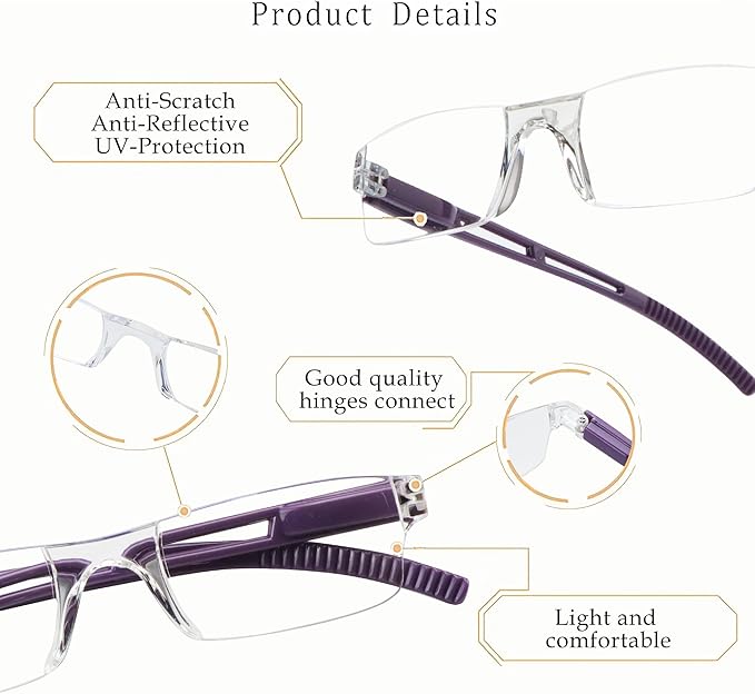 LifeArt 2/4 Pairs Reading Glasses, Blue Light Blocking Glasses, Computer Glasses for Men and Women, Rectangle Eyewear Frame