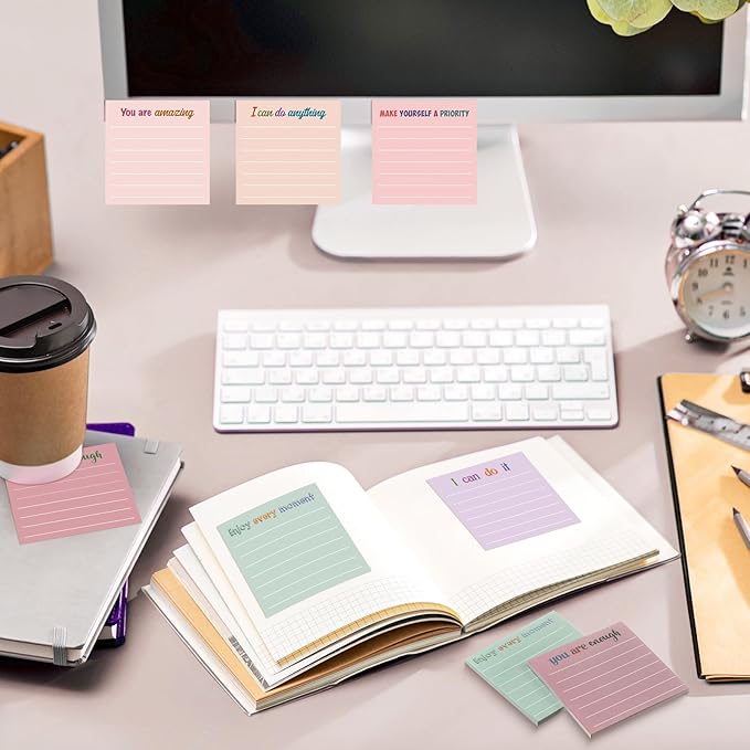 Yinder 24 Pcs Inspirational Sticky Notes Cute Motivational Sticky Notes Pad End of Year Employee Appreciation Gifts Bulk for Teacher Nurse Coworkers Office Supplies 3 x 3'' (Motivation,Aesthetics)