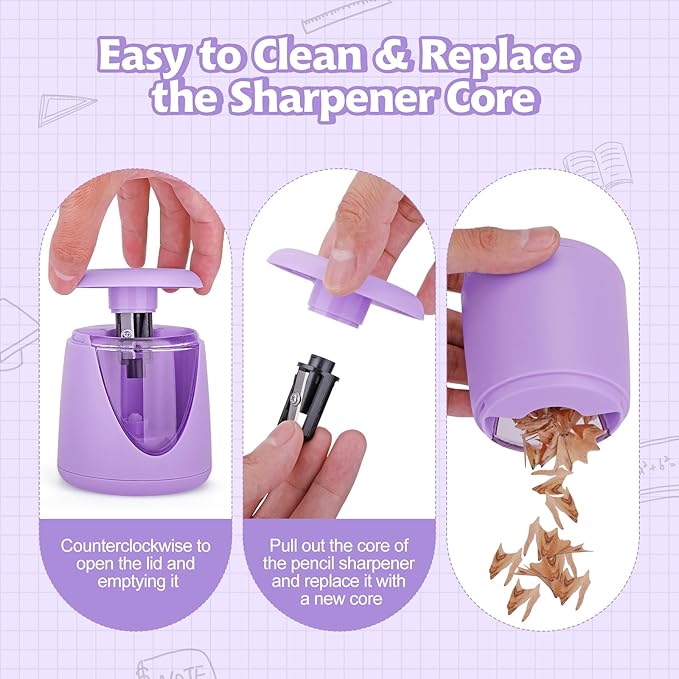 Electric Pencil Sharpeners for Kids, Cute Small Colored Pencil Sharpener for Home Classroom, Pencil Sharpener Electric Plug in, with Unicorn School Supplies,Purple