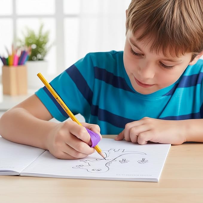 7PCS Kids Silicone Pencil Grips - Ergonomic Cross Grip Writing Aids for Children, Handwriting Training Device, Left&Right Handed Use (7 Colors)