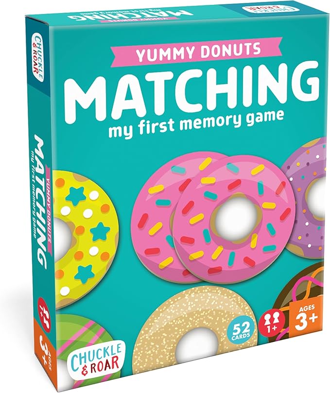 Chuckle & Roar Yummy Donuts Matching Memory Game for Kids Ages 3+ – My First Memory Game Preschool Board Game with Sweet Donut Pairs