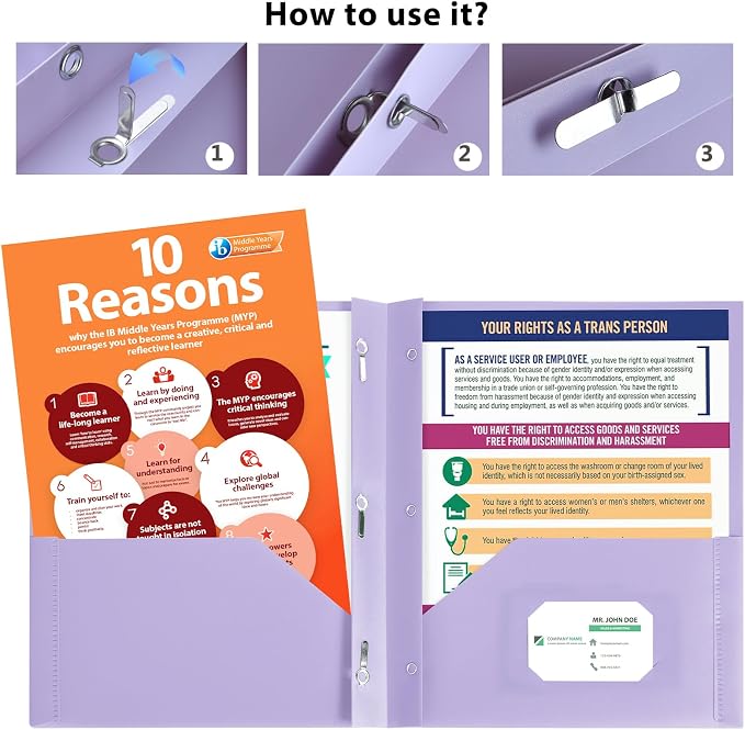 Habgp Plastic Folders with Pockets and Prongs, Heavy Duty 20 Pack 2, Letter Size File Pocket Folders for Office School