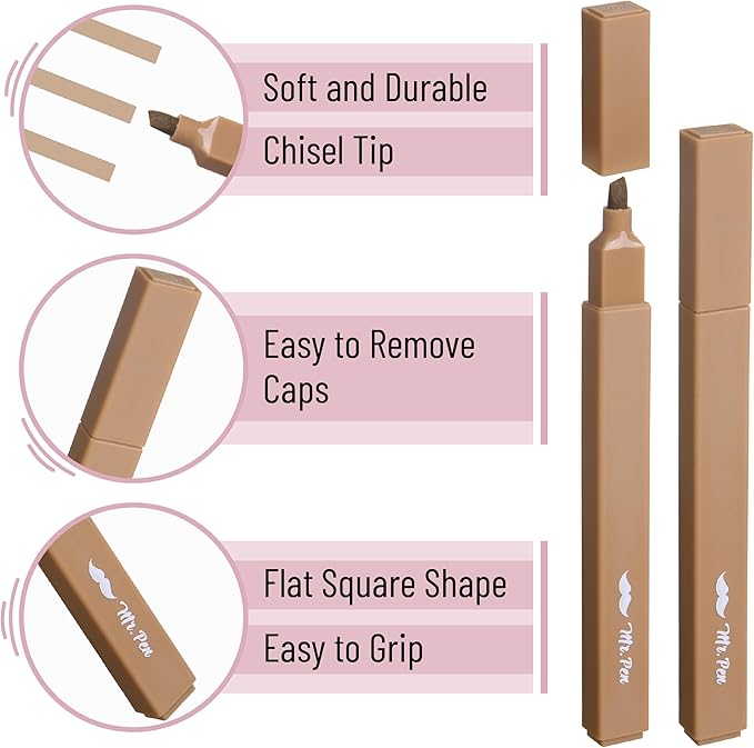 Mr. Pen- Aesthetic Highlighters No Bleed, 8 Pack, Vintage Brown, Chisel Tip, Cute Highlighters Assorted Colors for Journaling, Highlighting, Underlining, Fast Dry, Back to School Supplies