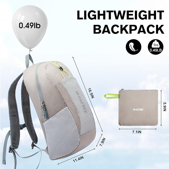 G4Free 24L Lightweight Packable Hiking Backpack Sport Travel Daypack Water Resistant for Women Men | Water Resistant Material, 11.4*7.9*18.5 in, Outdoor Sports, Travel, Hiking, Day trips, Cycling, Daily Use, Foldable Backpack