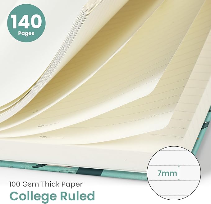 Taja Spiral Lined Journal for Women, Notebook for Work with Pretty Cover, 140 College Ruled Pages, Hardcover Notebook for Journaling, Note Taking, Bible Study, Depths Whale