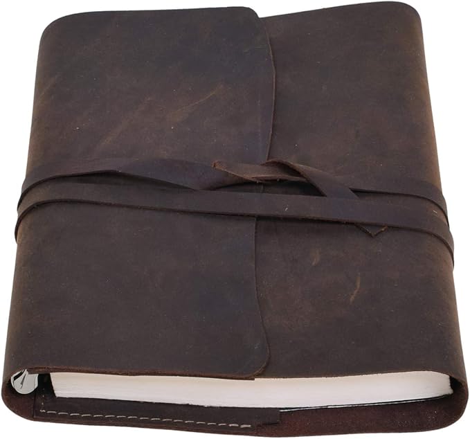 Rustic Vintage Leather Journal Writing Notebook Antique Handmade Leather Bound Daily Notepad for Men & Women Unlined Paper Perfect for Gift for Art Sketch Book Travel Diary & Notebooks to Write in (8 x 6 Inches)