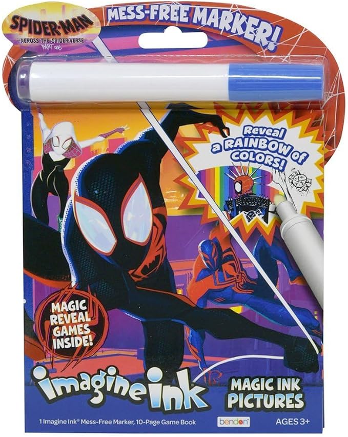 Bendon Spider-Man Across The Spider-Verse Imagine Ink Magic Ink Pictures Activity Book