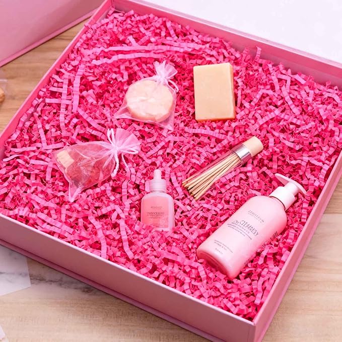 3LB Fluorescent Fuchsia Crinkle Cut Paper Shred Filler, Paper Shreds for Basket Fillers, Birthday, Gift Wrapping, Anniversary, Wedding, Halloween, Thanksgiving, Christmas Gift Decor Party Filler