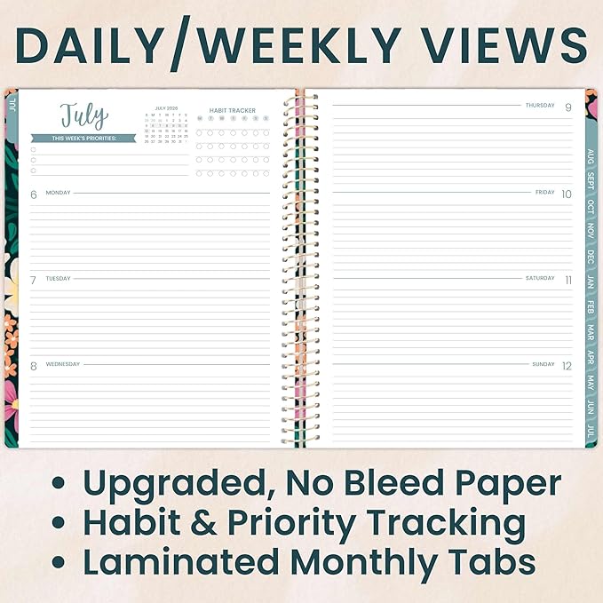 bloom daily planners 2026-2027 Planner (8.5” x 11") 13 Month Academic Organizer (July 2026 - July 2027) - Weekly & Monthly Agenda Book with Stickers & Tabs - Blooming Wildly