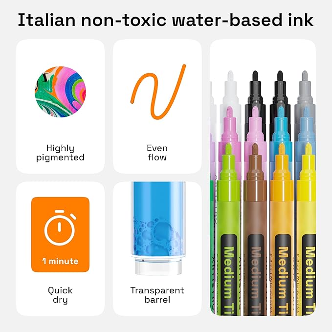 ARTISTRO 30 Fabric Markers - Fabric Decorating Kit - Permanent for Clothes - Acrylic Paint Pens for Sneakers, Bags, Shoes, Textile, Canvas, Sewing, Craft, DIY - Medium Tip