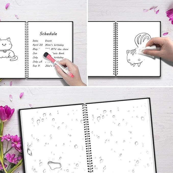 NEWYES Whiteboard Notebook Erasable Meeting Notebook Dry Erase White Board for Meeting, Business, Office, Home (A4)