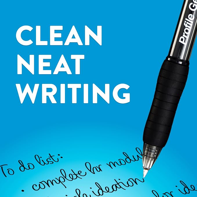 Paper Mate Profile Gel Pens, Retractable, Medium Point (0.7mm), Black Ink, Office Supplies, Writing, Note-Taking (Pack of 144)