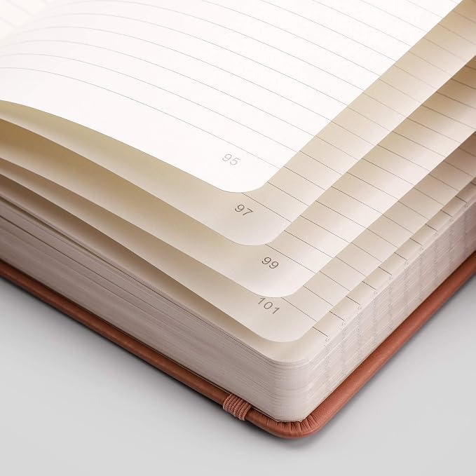 EMSHOI Lined Journal Notebook, 256 Numbered Pages, A5 Size (5.7'' x 8.3'')