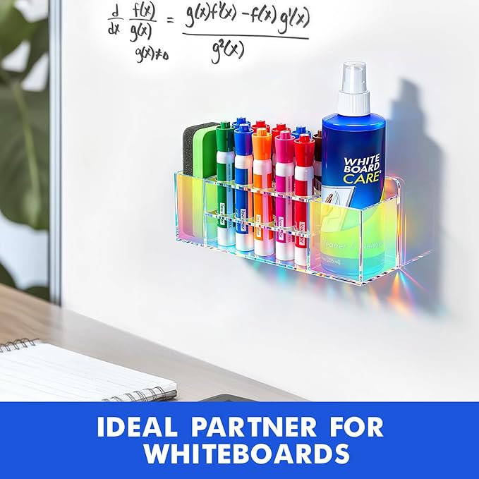 Magnetic Dry Erase Marker Holder for Whiteboard, Wall Mount Pen Holder for Refrigerator, Clear Pencil Holder for Fridge, Strong Magnet Locker Organizer for Classroom(Colorful)