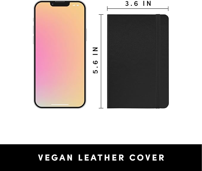 PAPERAGE Lined Pocket Journal Notebook, 1 Pack, (Black), 160 Pages, Small, 3.6 inches x 5.6 inches - 100 gsm Thick Paper, Hardcover, Single