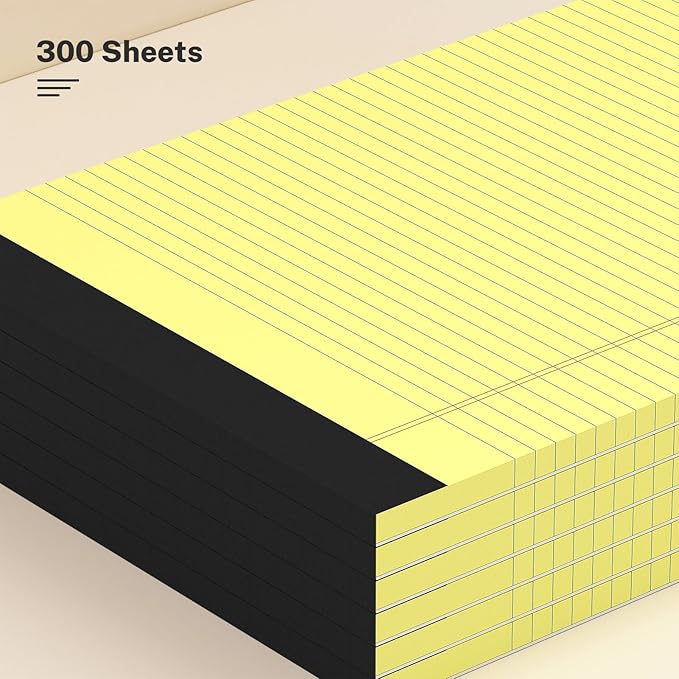 AILZFEI 300 Sheets Yellow Legal Pads 8.5 x 11 College Ruled Paper 6-Pack Note Pads Narrow Ruled 50 Sheets per Notepad Perforated Writing Pad Durable Sturdy Back 8x11 Pads of Paper
