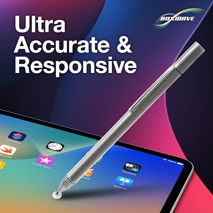 BoxWave Stylus Pen Compatible with Boogie Board Blackboard Smart Scan Reusable Notebook - FineTouch Capacitive Stylus, Super Precise Stylus Pen - Metallic Silver