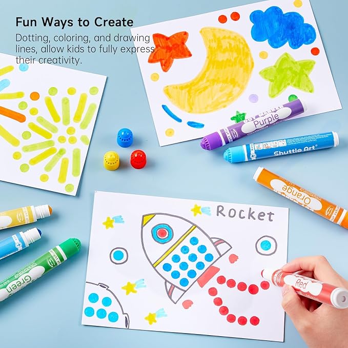 Shuttle Art Dot Markers, 10 Colors Washable Markers for Toddlers,Bingo Daubers Supplies Kids Preschool Children, Non Toxic Water-Based