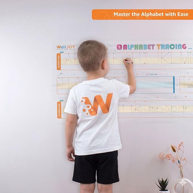 Letter Tracing Board for Kids Ages 3-5 – 39.4x16 in Large Dry Erase Alphabet Tracing Board, Clear Reusable Dry Erase Writing Practice for Kids, Sticks to Any Smooth Surface