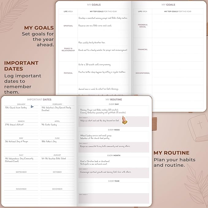 Clever Fox Christian Hourly Weekly Planner – Goal Setting Planner with Time Slots, Monthly Budget, Sermon Notes, Bible Reading Tracker (Dark Terracotta)