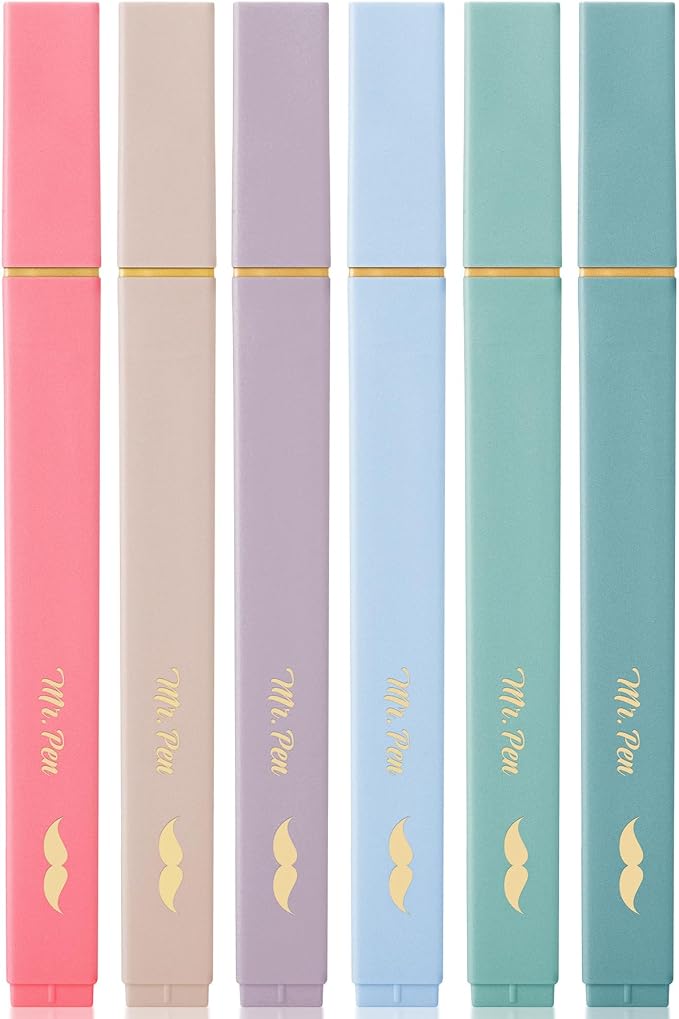 Mr. Pen- Aesthetic Highlighters No Bleed, 6 Pack, Assorted Colors | Chisel Tip, Cute Highlighters Assorted Colors for Journaling, Highlighting, Underlining, Fast Dry, Back to School Supplies