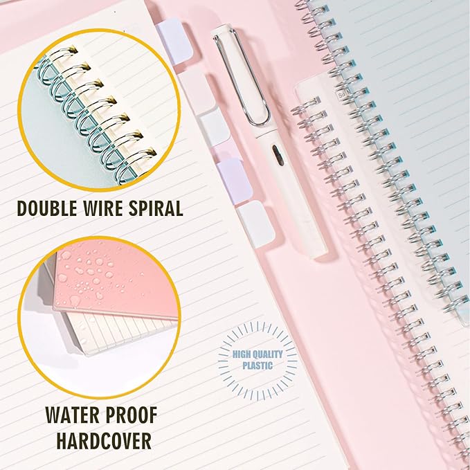 OWSC 3 Pack Ruled Notebook, 8.5 x 11 Inches Spiral Notebooks for Work, School and Journal with 110 GSM Journal Ruled Paper, Large Notebook with 80 Sheets/160 Pages, Hardcover Ruled Journal