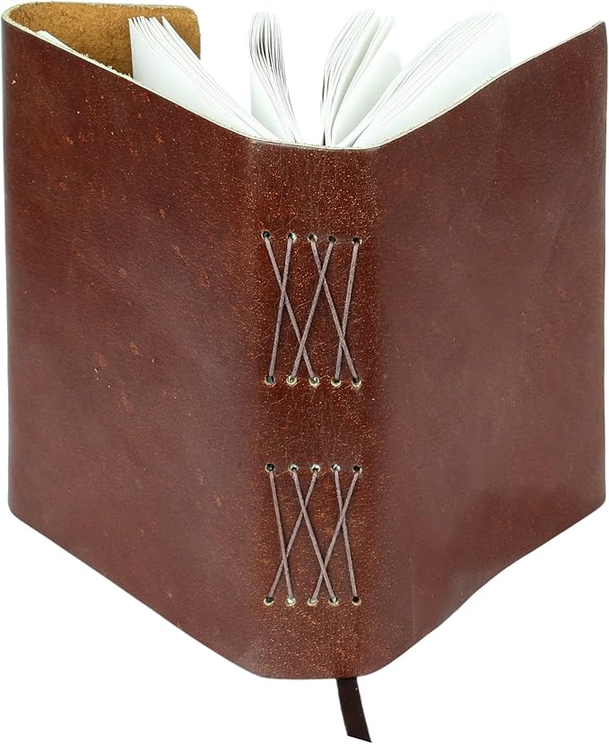 KomalC Handmade Leather Journal | Writing Diary | Bound Daily Notepad For Men & Women Unlined Paper Medium, writing pad gift for artist, sketch