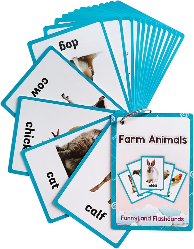 Lilias Farm Animals Flash Cards, Toddler Learning Toys, Preschool Learning Toys, Homeschool Supplies, Learning Supplies for Kindergarten, 4.3 X 3.14 Inch, 18 Cards in Set