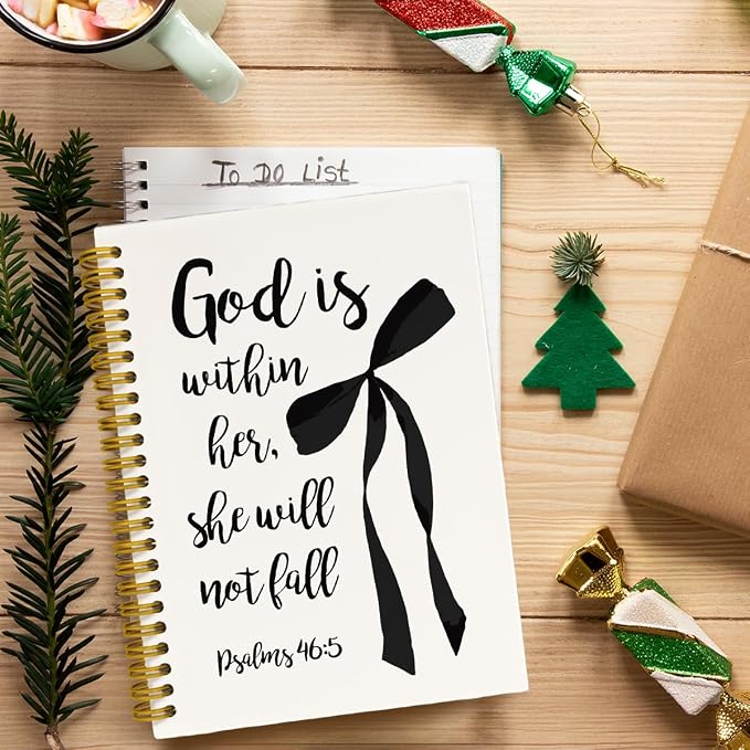 JKMBN Modern Black Bow Notebook, Christian Journal for Bible Notes