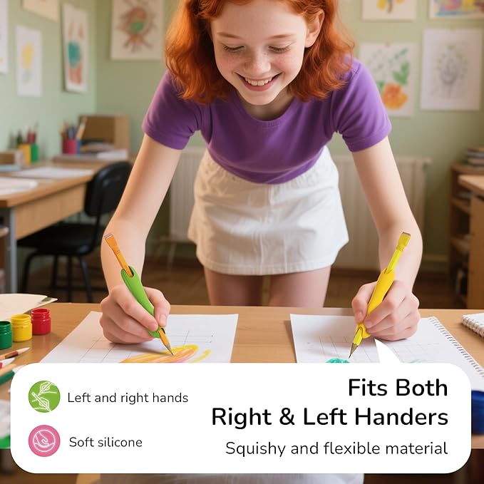 6-Pack Mixed Sizes&Colors Silicone Pencil Grips for Kids & Adults,Ergonomic Anti-Slip Texture for Handwriting,Drawing,Dual-Head Design for Right or Left-Handed Use(Small+Medium)