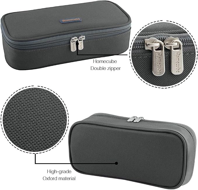 Homecube Large Capacity Pencil Case Big Pencil Bag Stationery Storage Case Pen Holder Pouch Oxford Cloth Pen Organizer with Dual Zippers for School Office - Gray