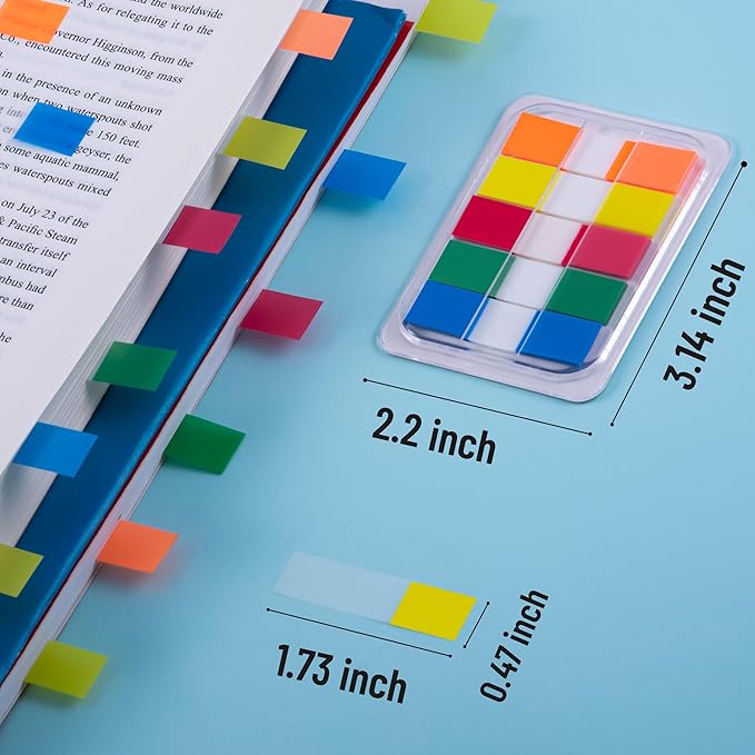 Golcellia 300 Pcs Sticky Tabs Bible Tabs, Writable Repositionable Book Tabs with Easy Peel Design, Annotation Tabs for Notebooks Reading Study Office Organization