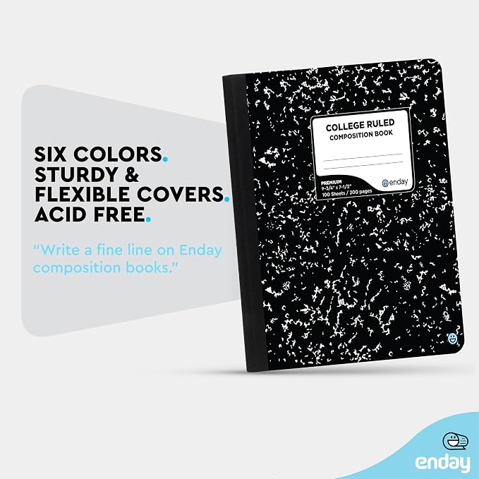 Enday Marble Composition Notebook College Ruled (4 Pack)
